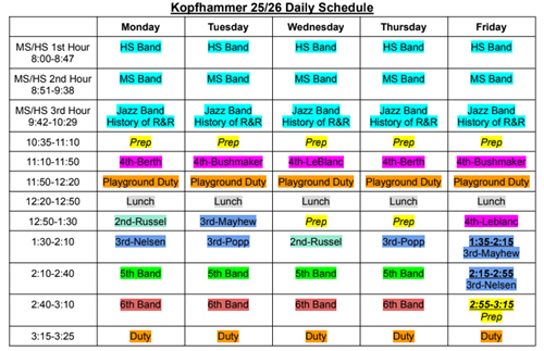 Daily Schedule